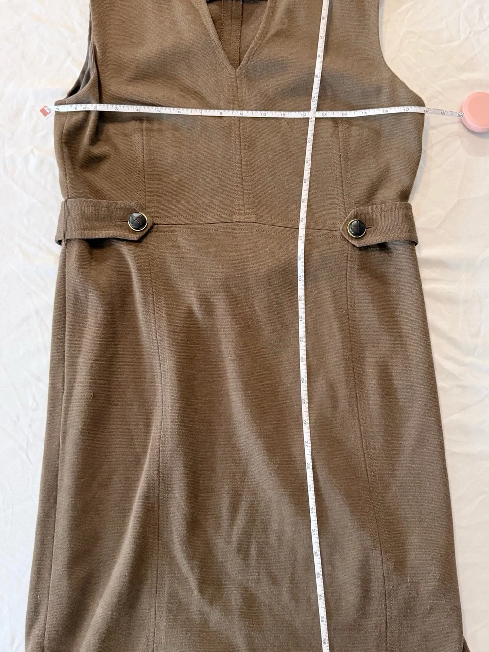 Tory Burch Sleeveless V-Neck Midi Dress in Taupe